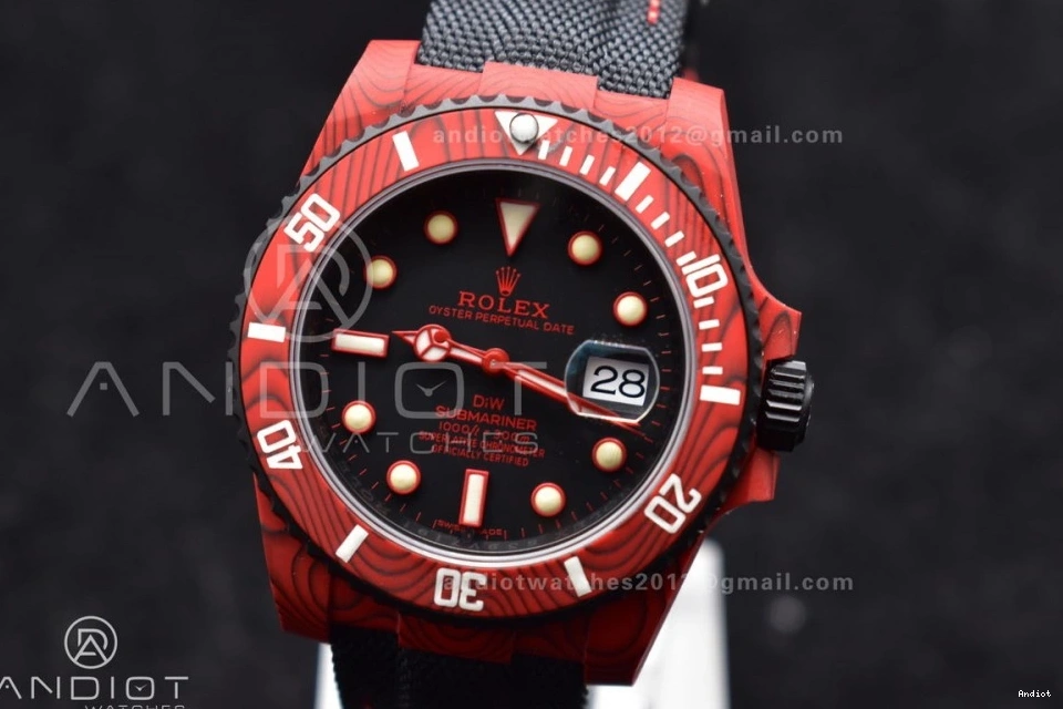 Submariner on Dial Carbon Red 473 1:1 Best VS VSF Black Edition Black DIW Strap Nylon EyeCatching 0720